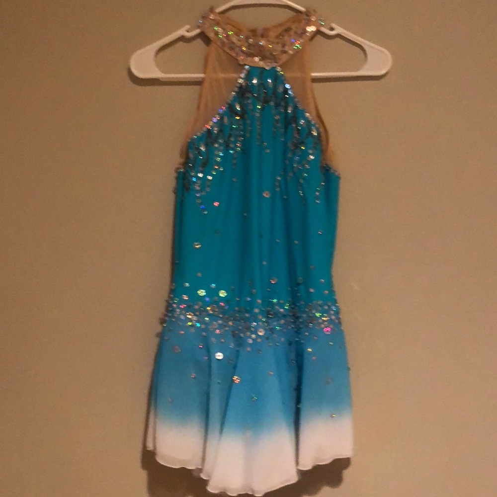 Turquoise ice figure skating dress
